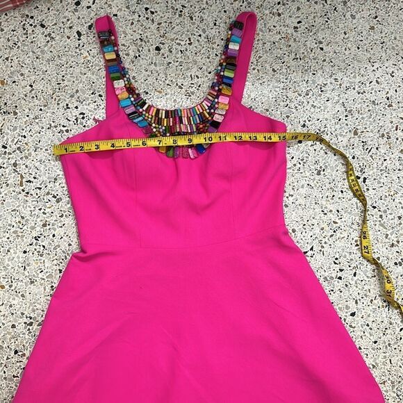 Gianni Bini hot pink mini dress 2 beaded multicolor stones - Picture 5 of 8